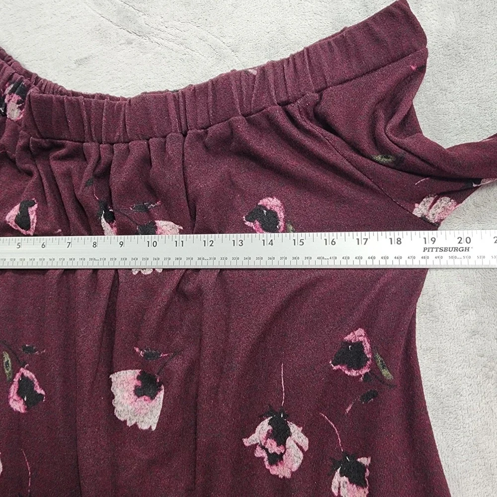 NEW Maurices Top Womens XL Purple Floral Off Shoulder Long Sleeve Peasant Casual